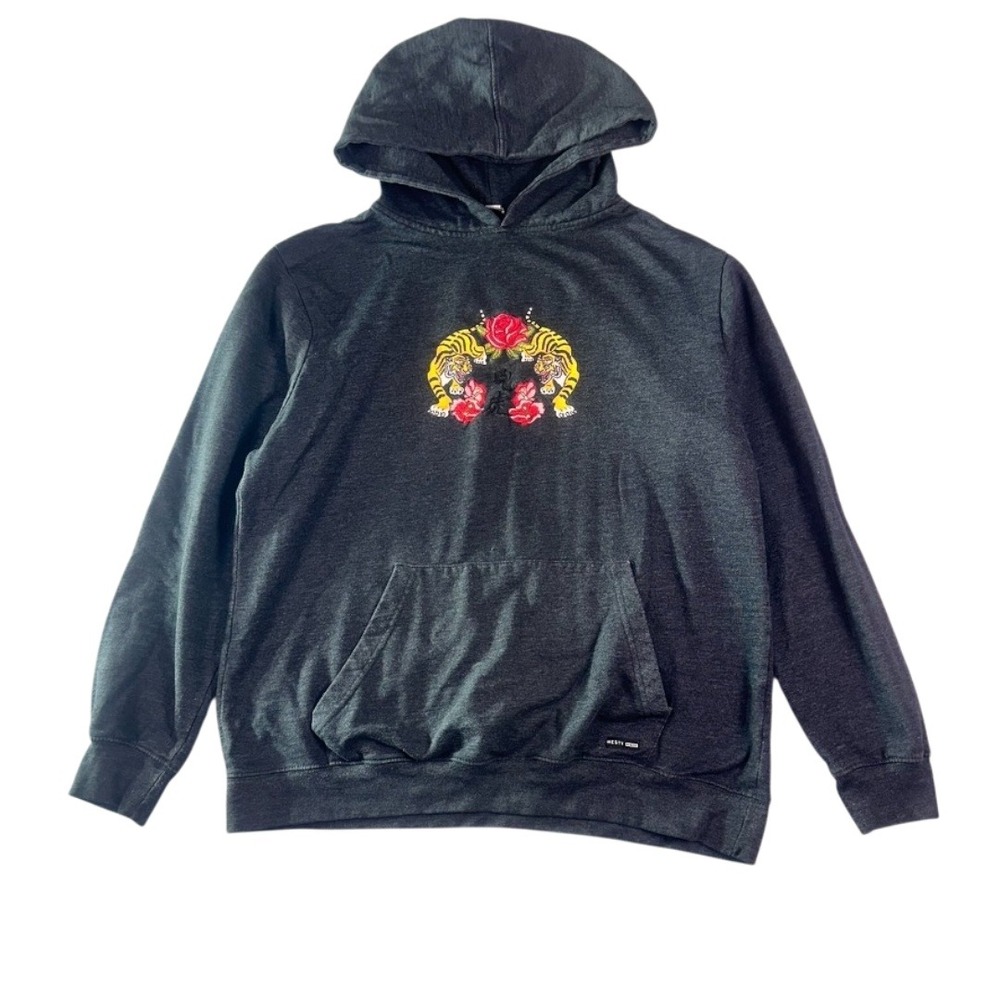 Westy MFG Co Tiger‎ Rose Embroidered Hoodie Charcoal XL